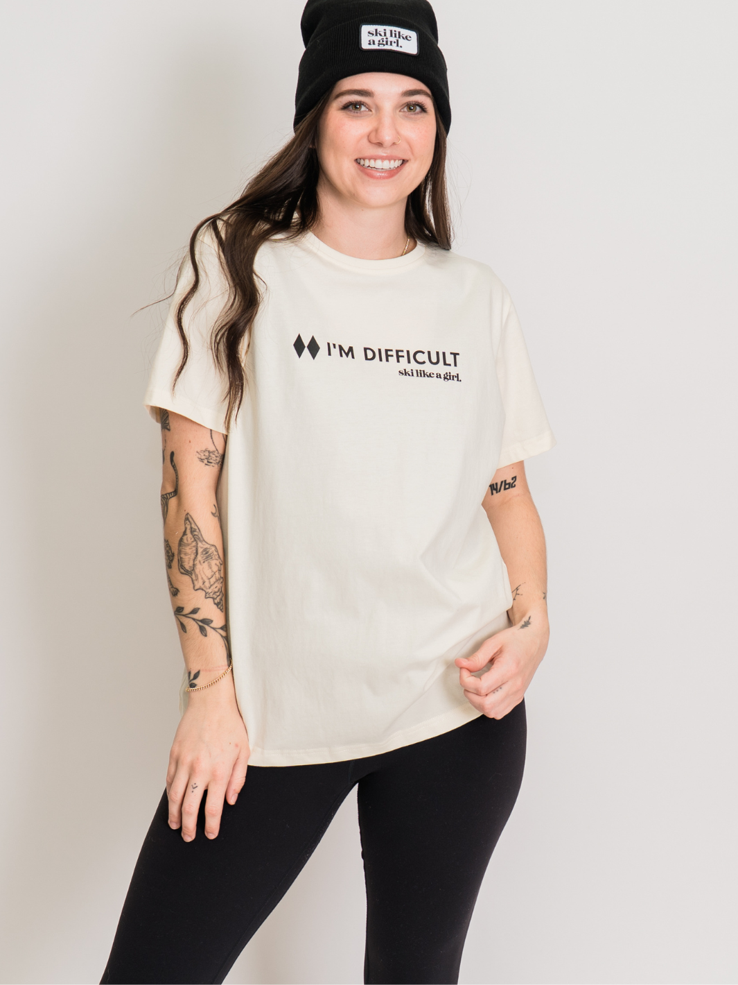 Ski Like A Girl White I'm Difficult Short Sleeve Tee