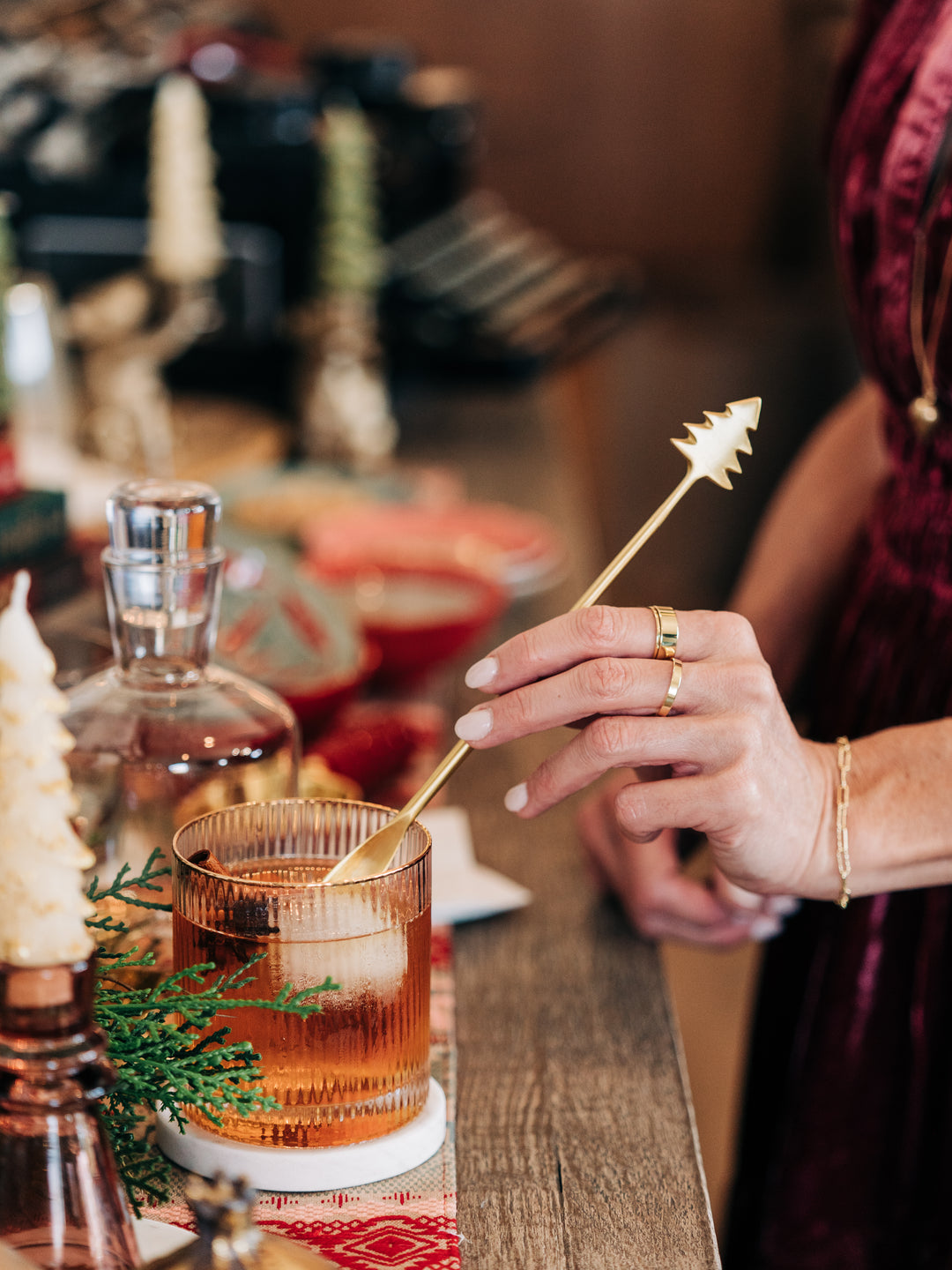 Christmas Brass Cocktail Spoon