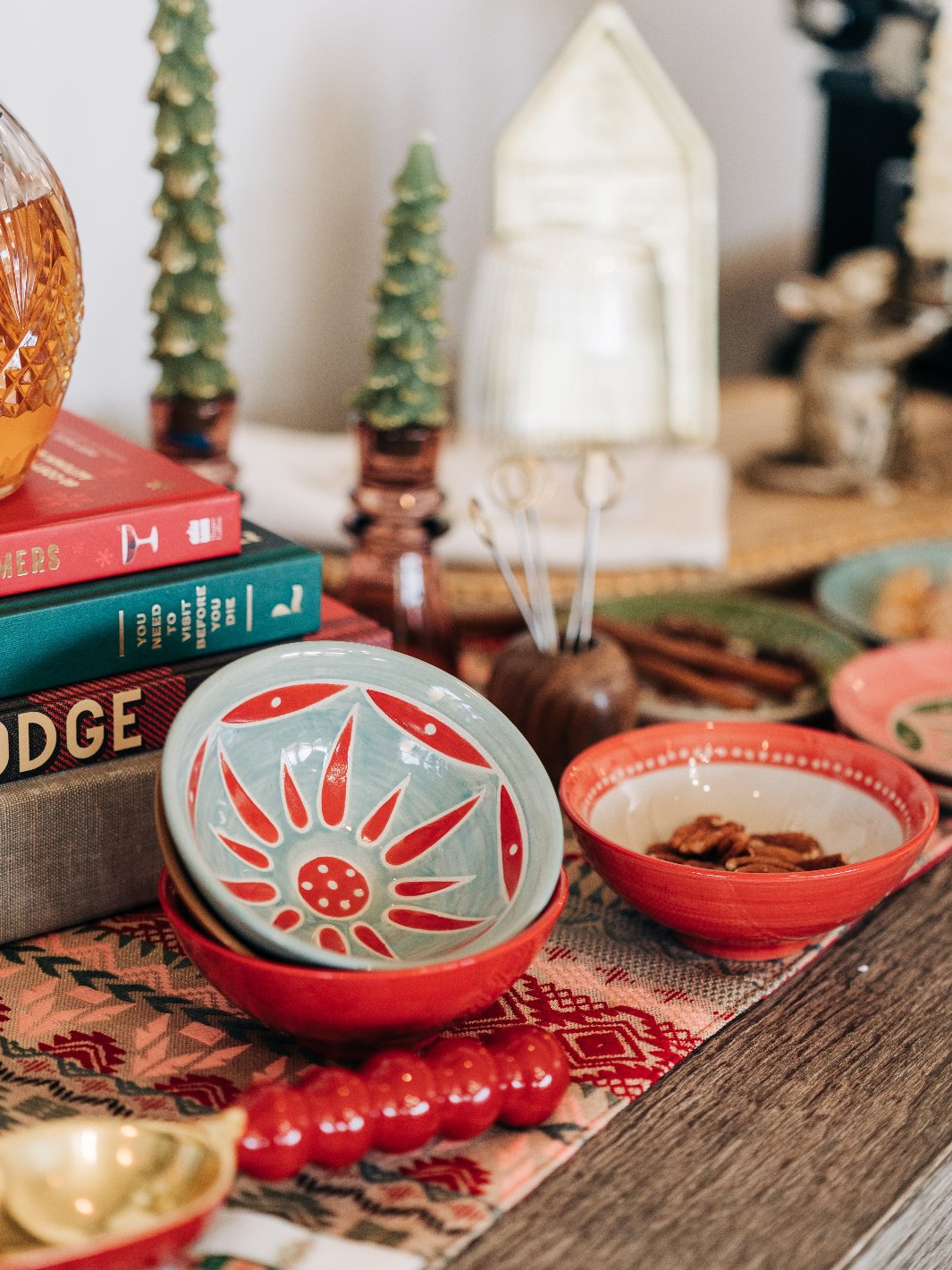 Blue Holiday Patterned Bowl