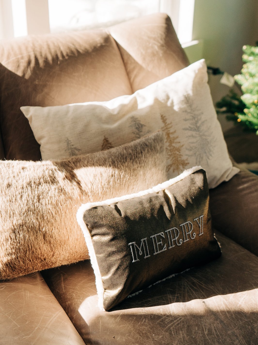 Merry Gold and Sherpa Pillow