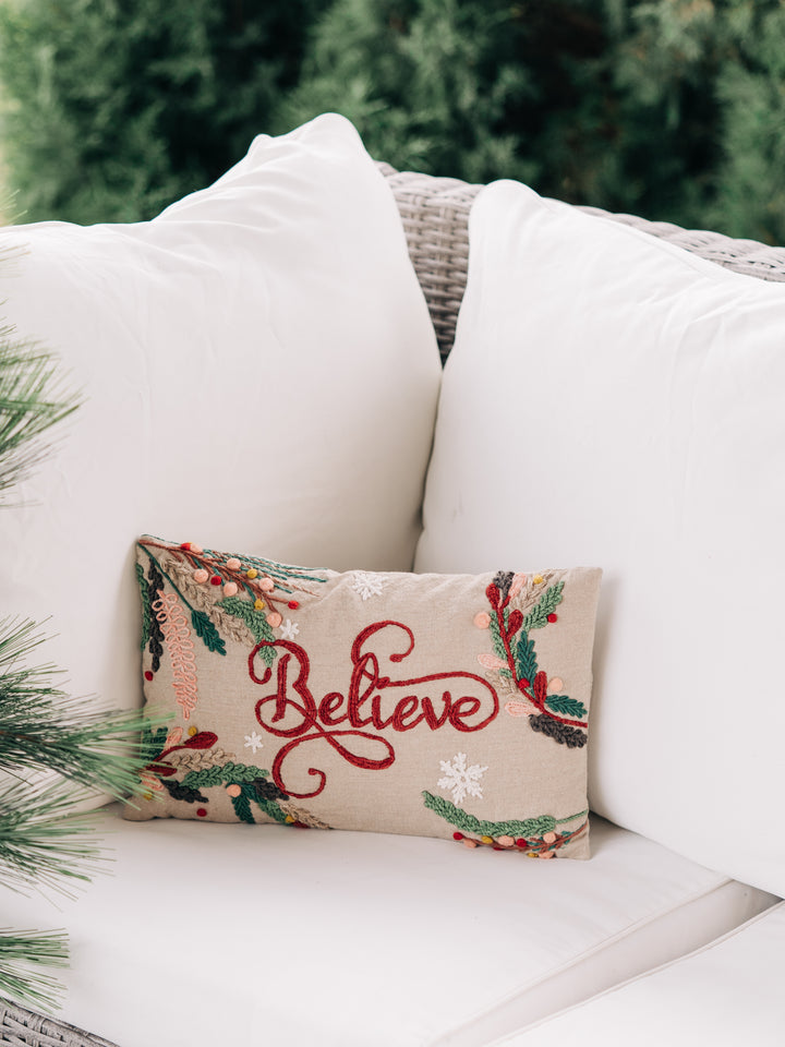 Believe Embroidered Pillow