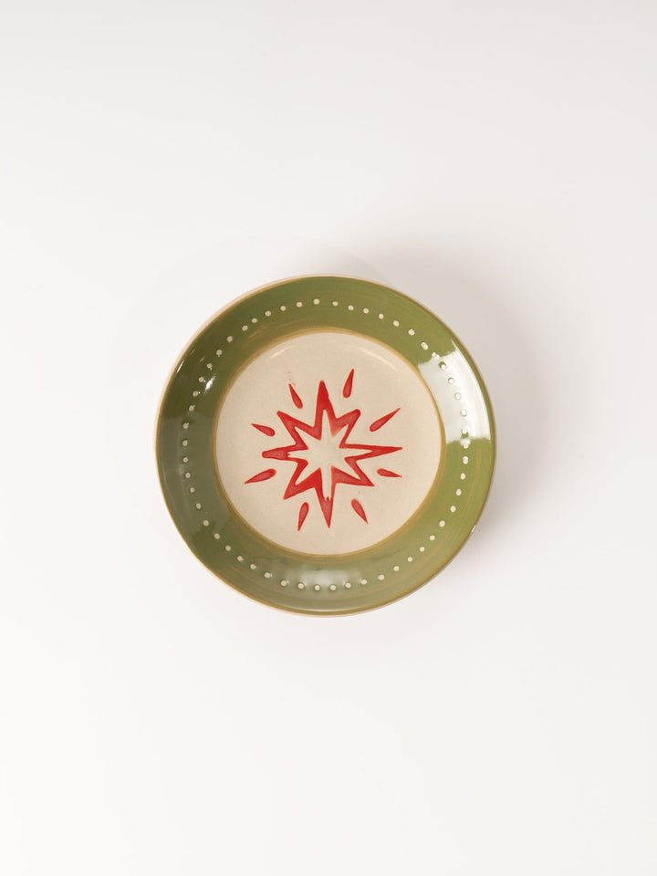 Green Holiday Patterned Plate