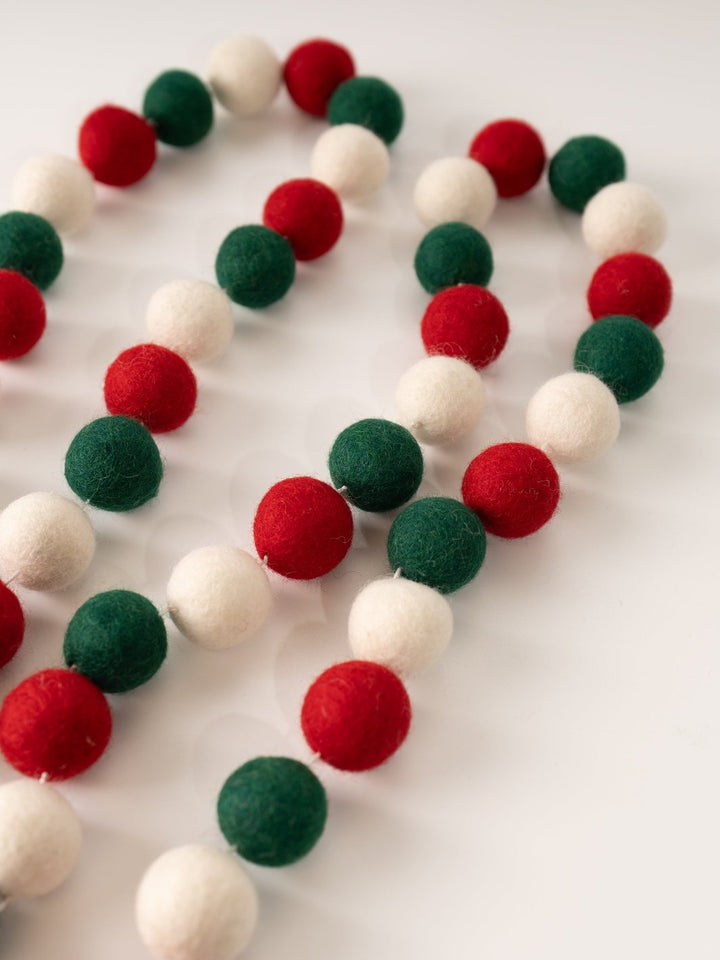 Pom Pom Garland Green Red White