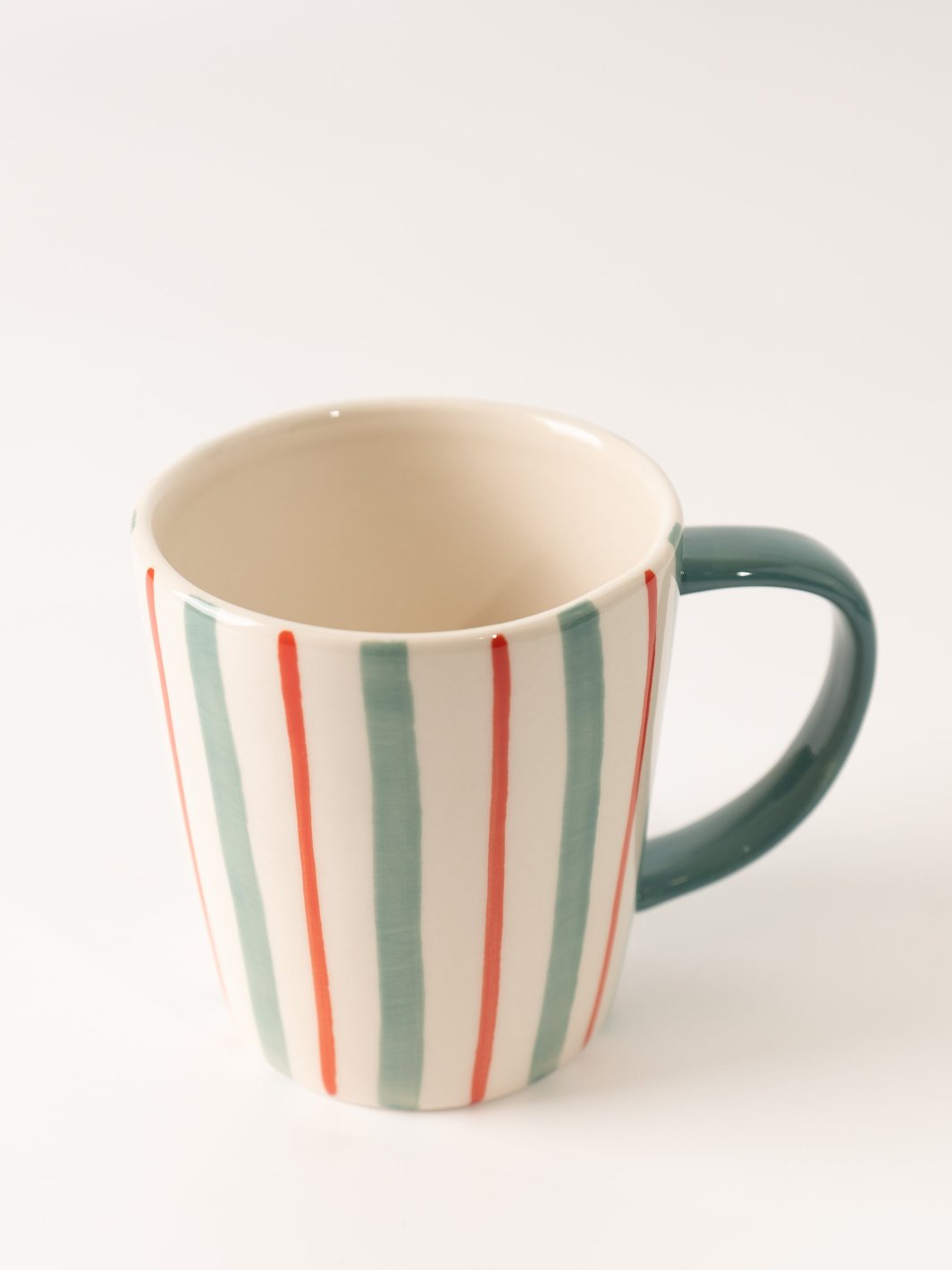 Aqua Handle Multi Color Stripe Mug