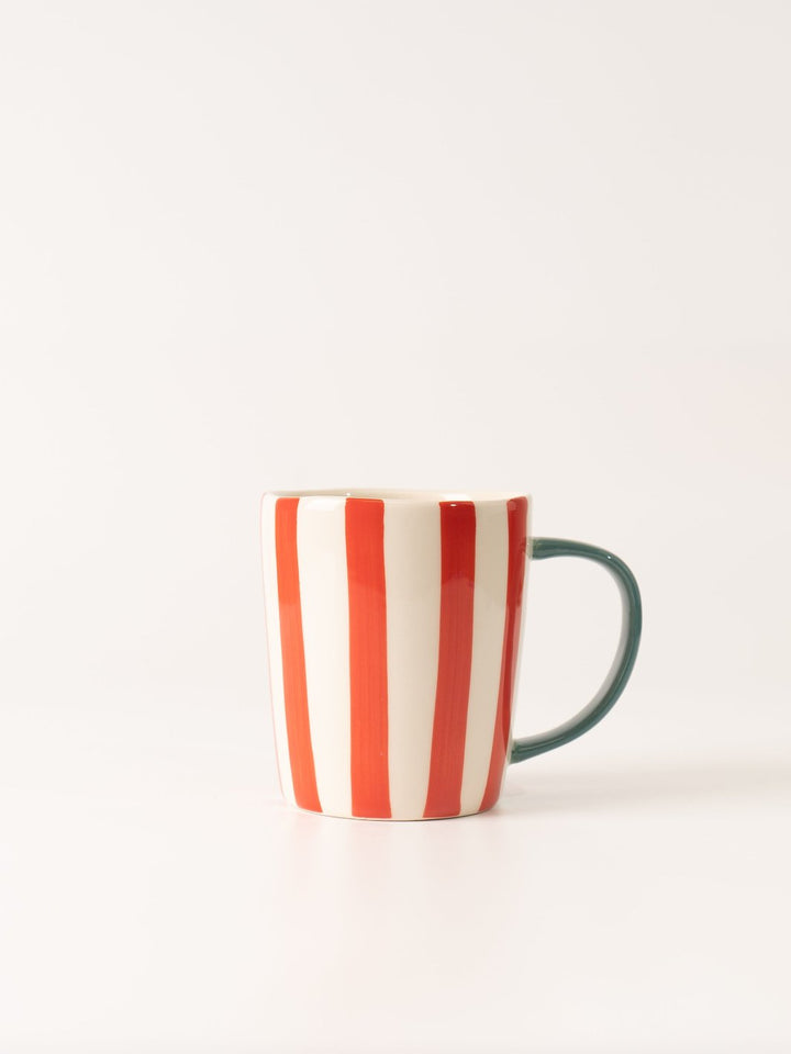 Aqua Handle Red Stripe Mug