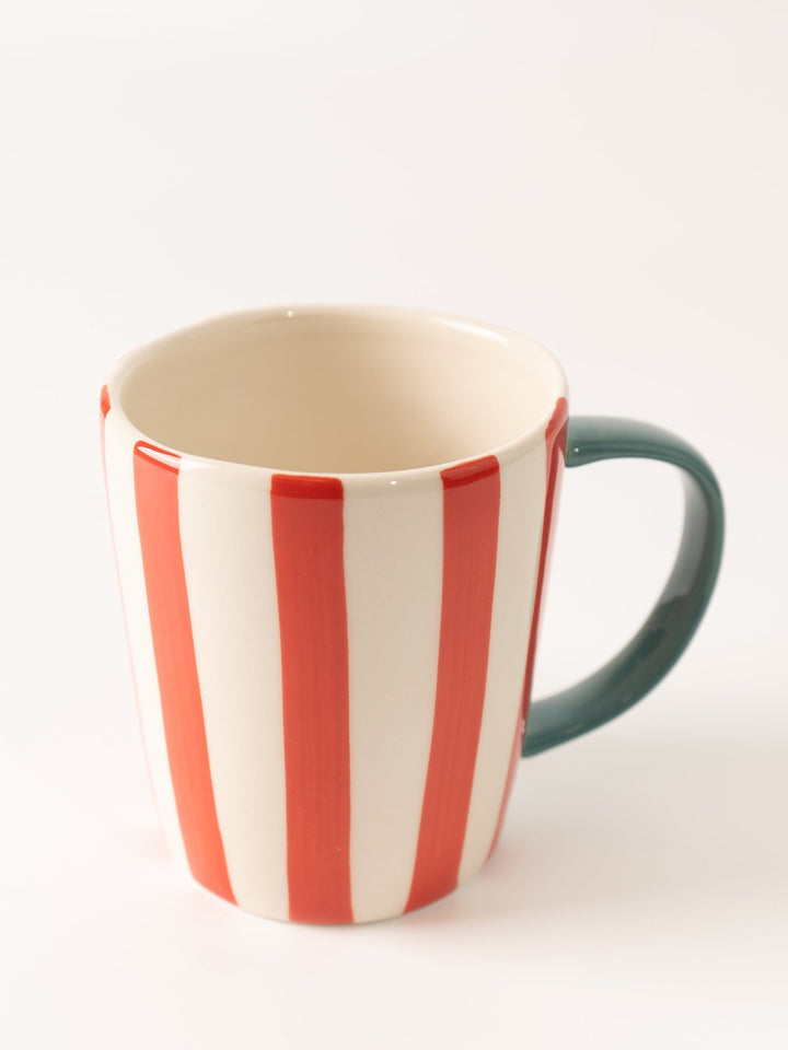 Aqua Handle Red Stripe Mug