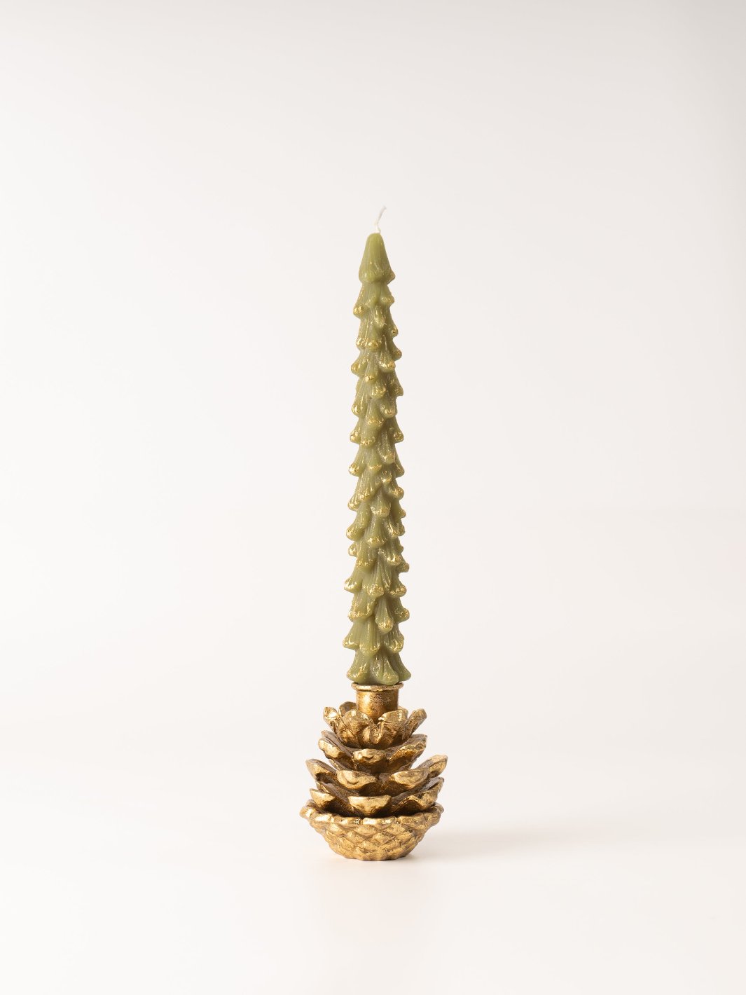 Gold Dipped Evergreen Tree Taper Candles - Tall