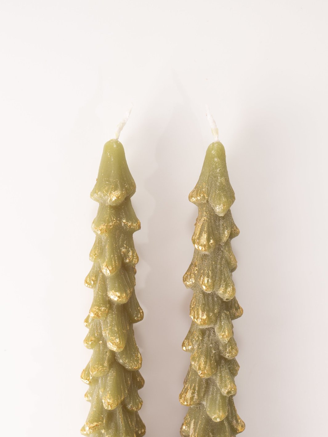 Gold Dipped Evergreen Tree Taper Candles - Tall