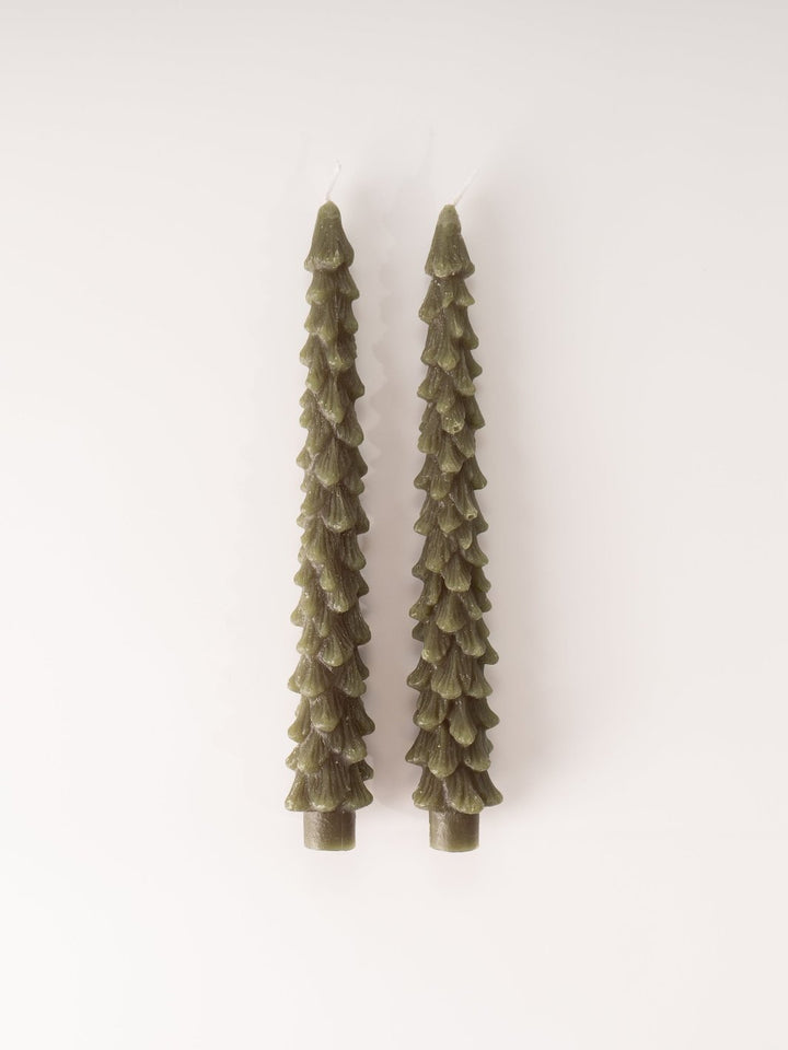 Green Tree Taper Candles - Tall