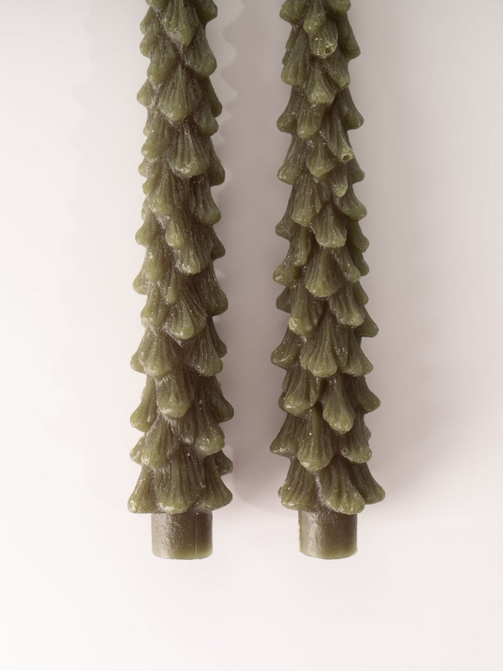 Green Tree Taper Candles - Tall