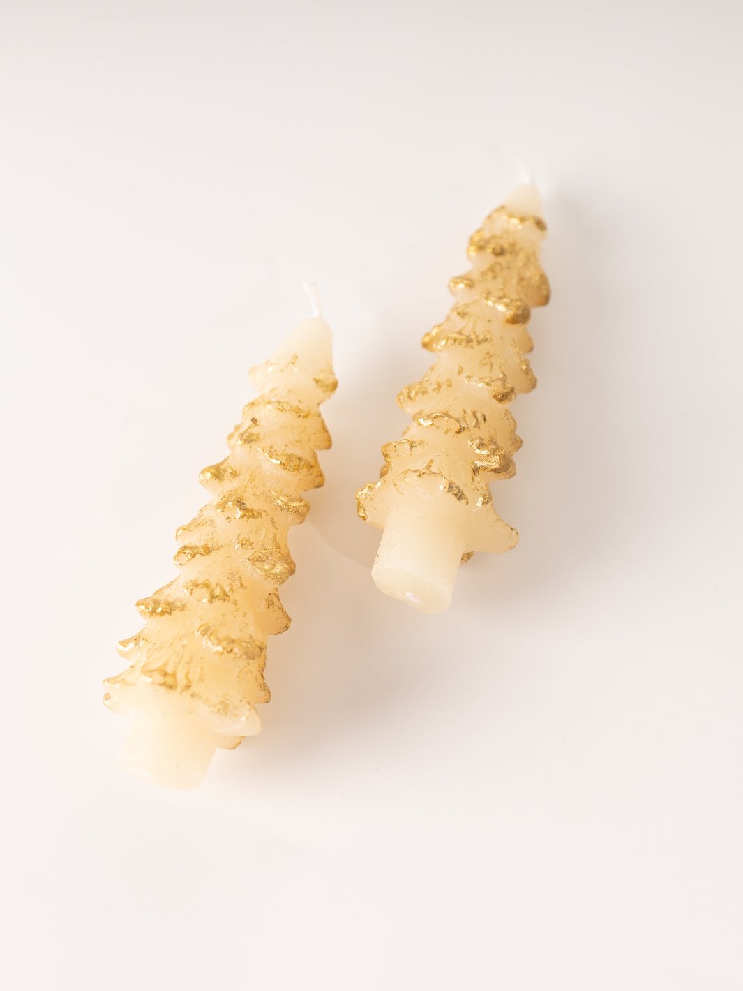 Gold Tipped Ivory Tree Taper Candles - Short