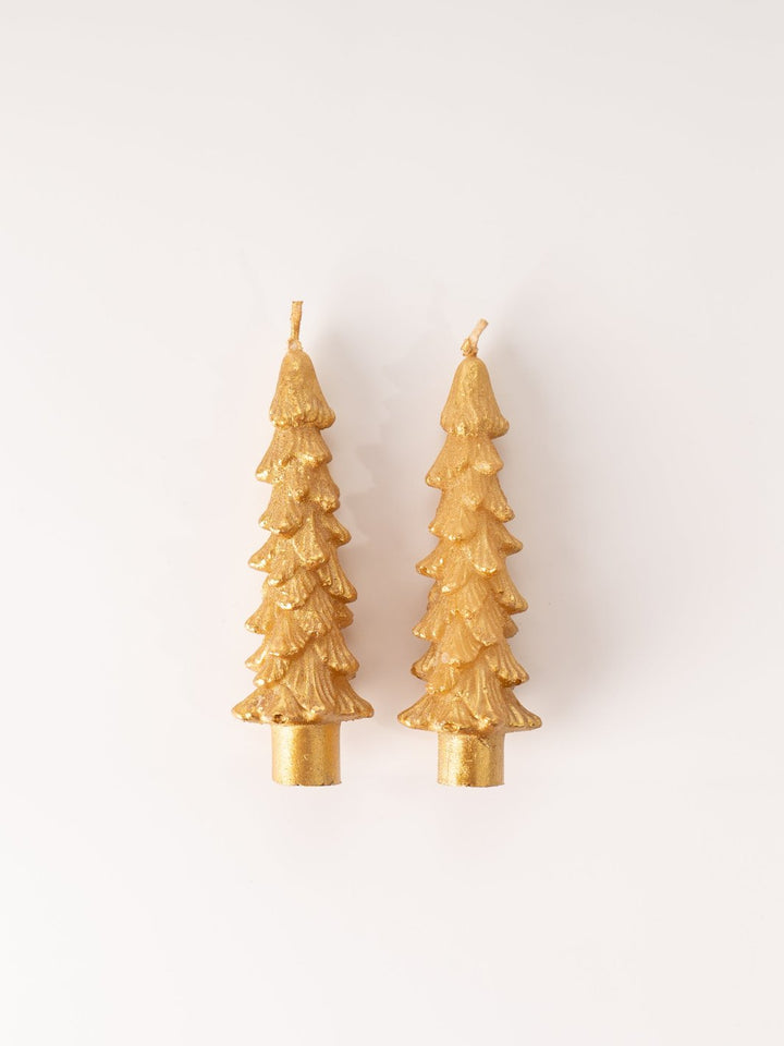 Gold Tipped Tree Taper Candles - Short