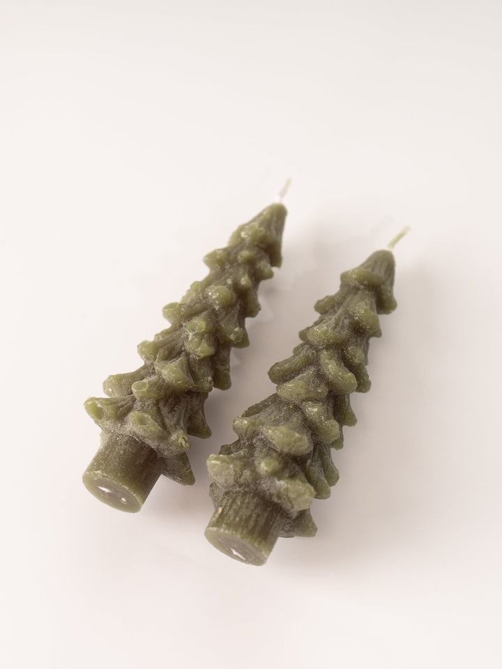 Evergreen Tree Taper Candles - Short