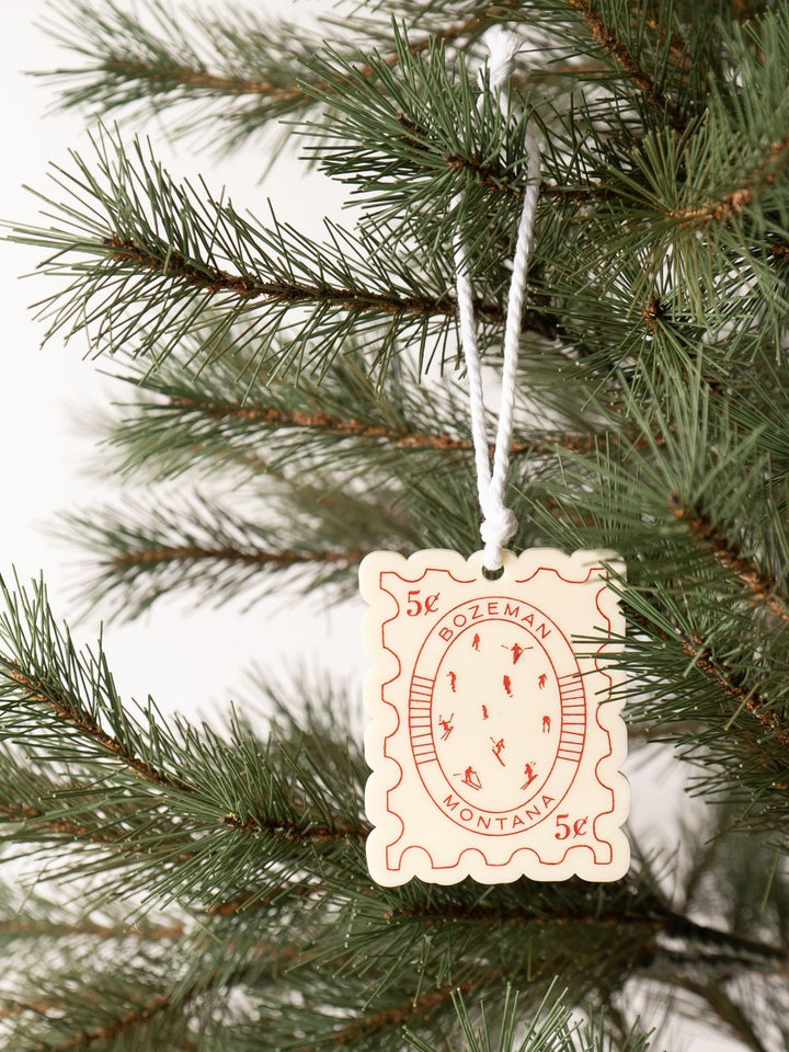 Bozeman Skiing Stamp Ornament