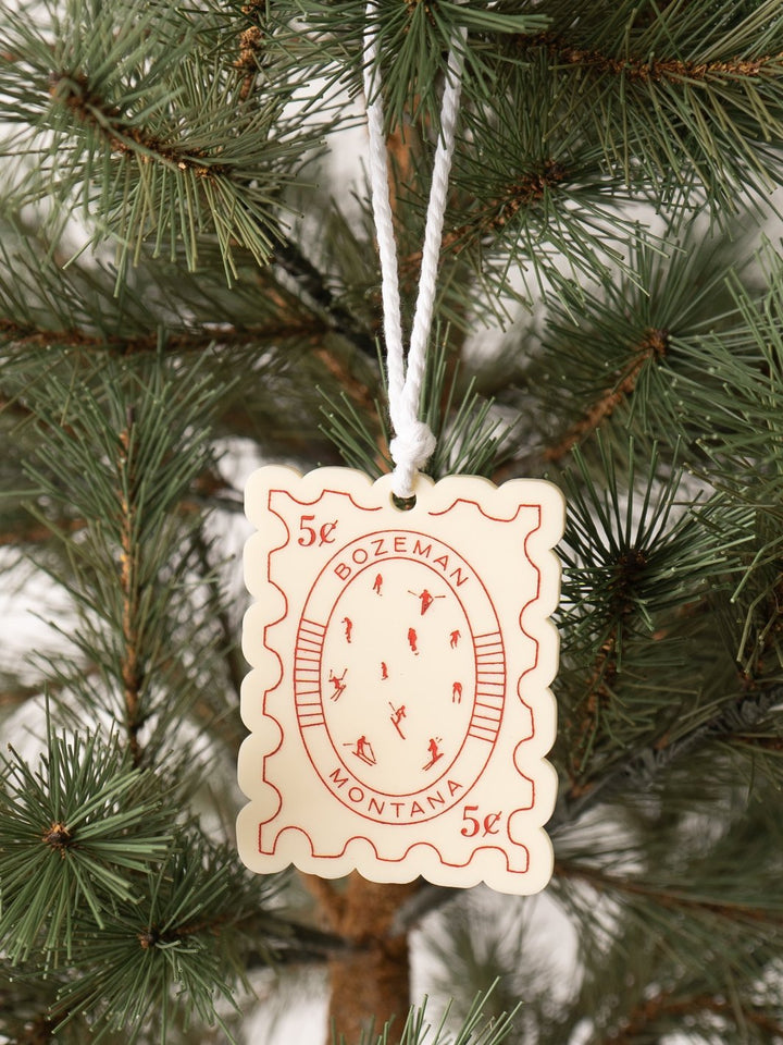 Bozeman Skiing Stamp Ornament