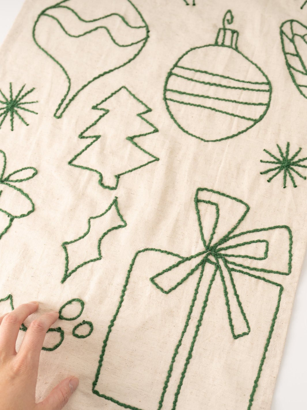 Green Holiday Icons Tea Towel