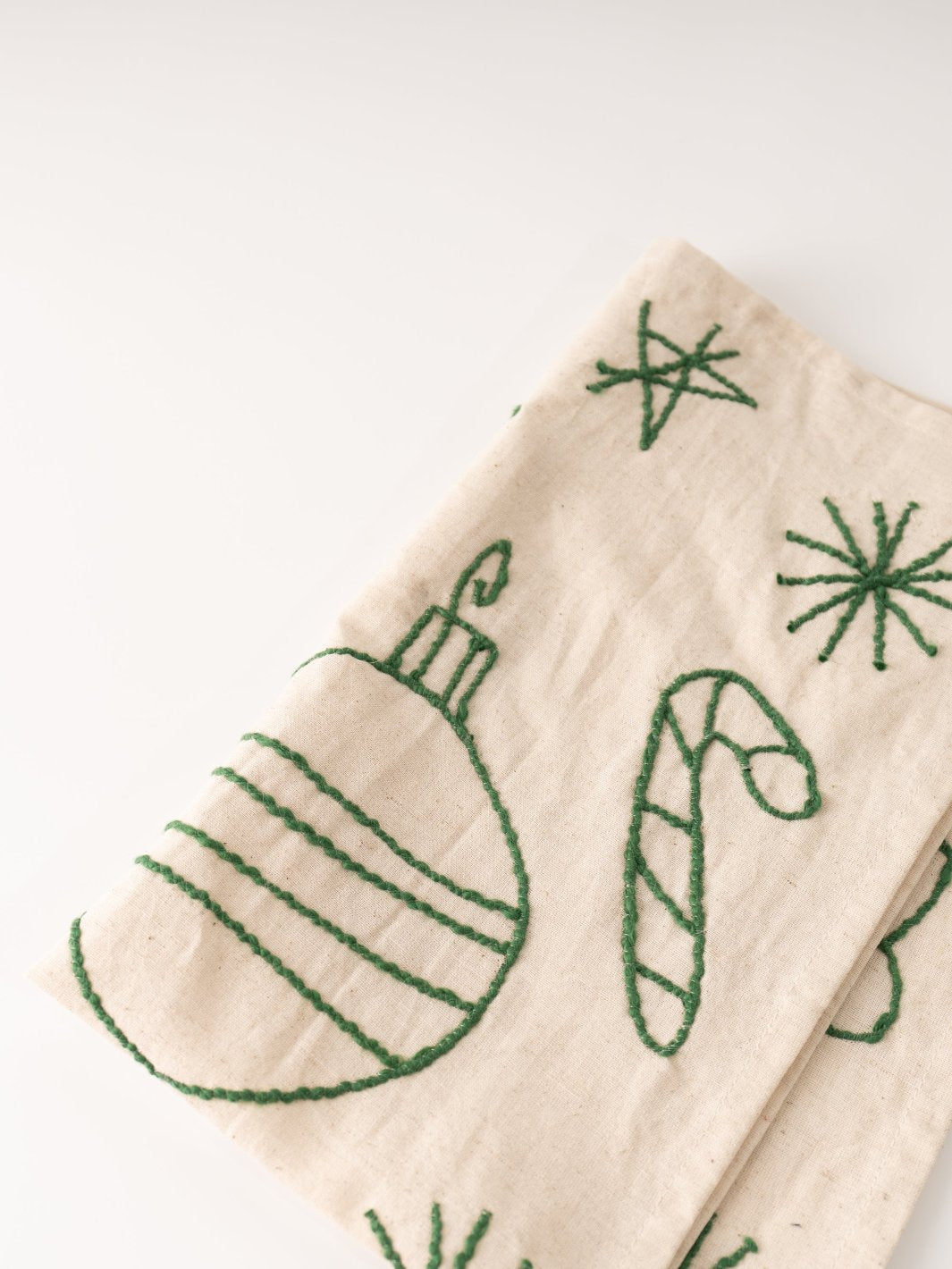 Green Holiday Icons Tea Towel