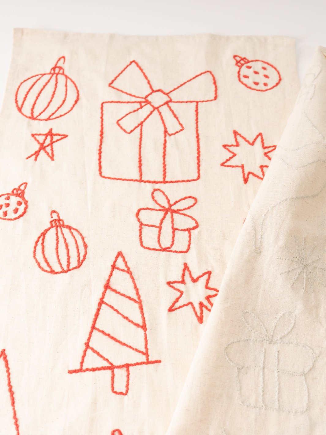 Red Holiday Icons Tea Towel