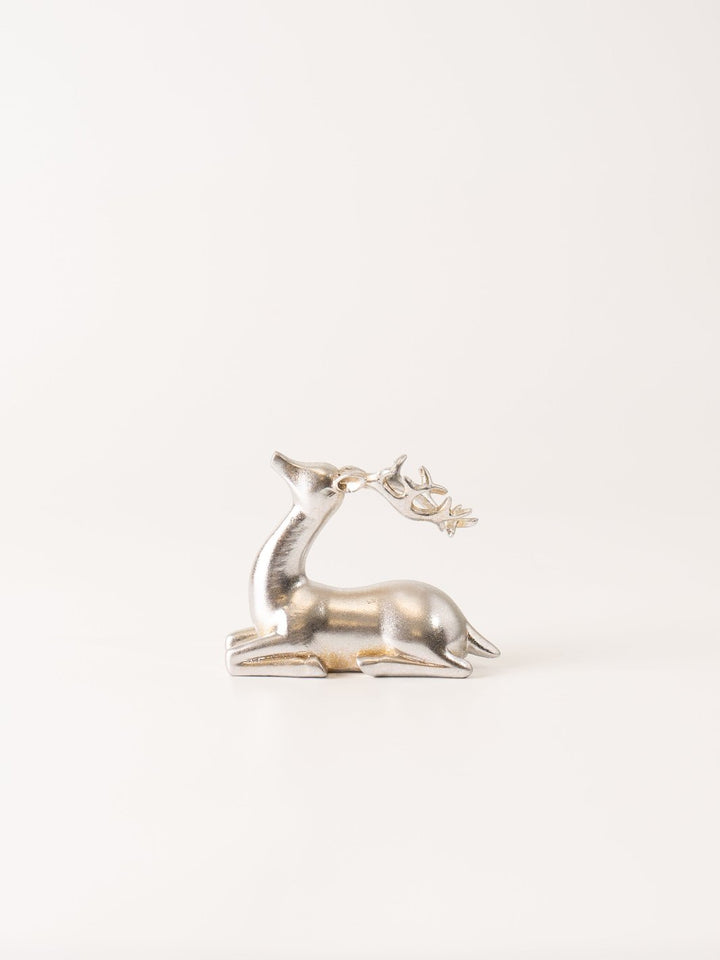 Sitting Silver Reindeer