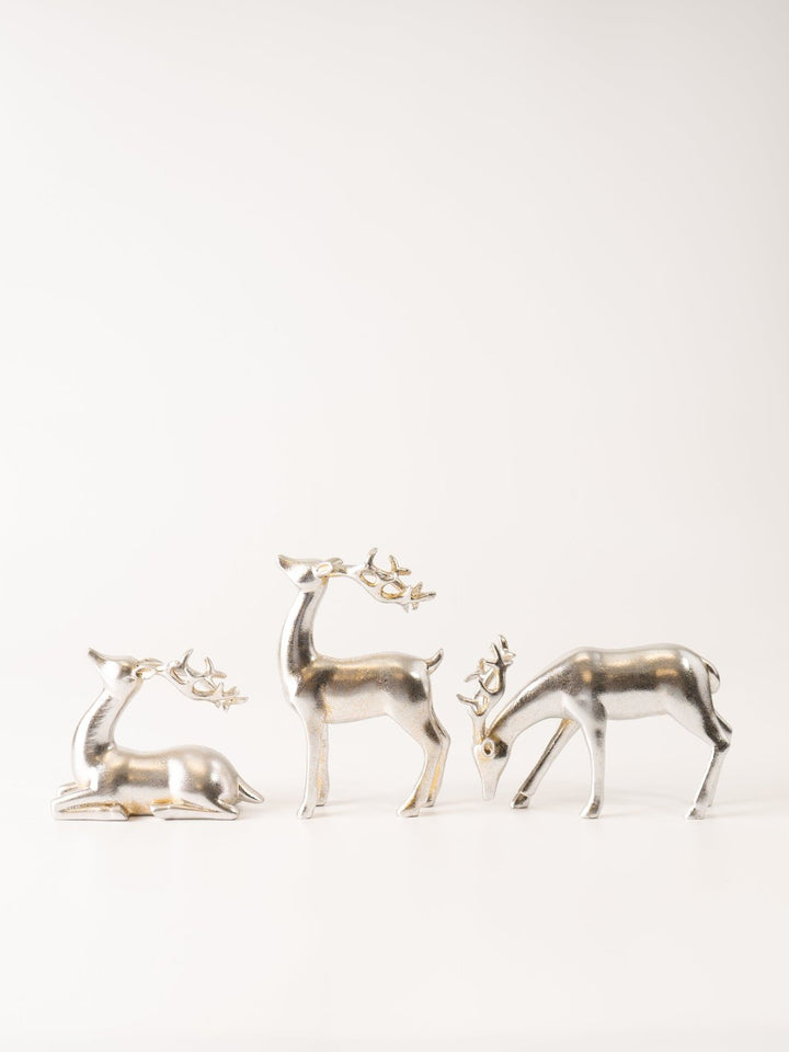 Sitting Silver Reindeer