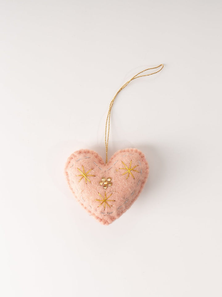 Pink Heart Felt Ornament