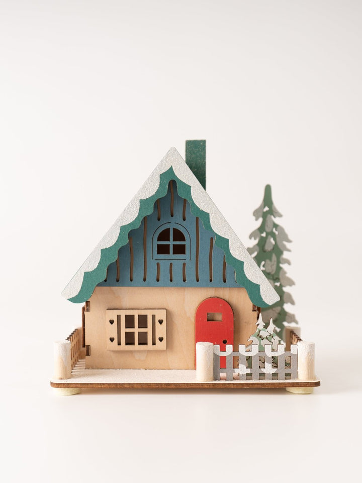 Wood Laser Cut Winter Ski Lodge