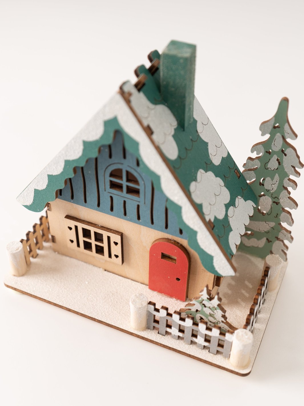 Wood Laser Cut Winter Ski Lodge