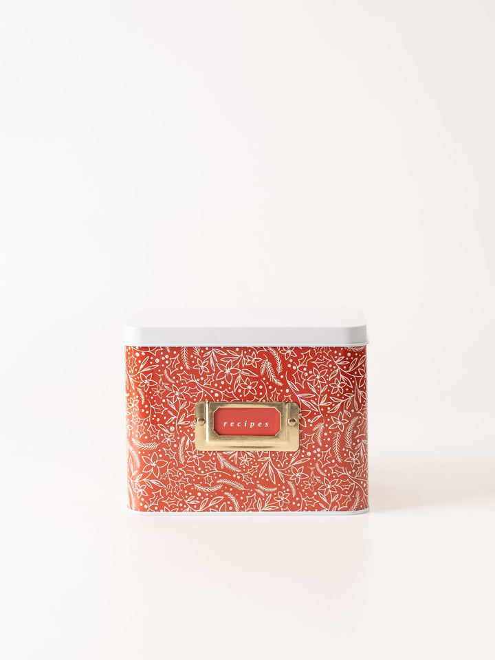 Holiday Floral Tin Recipe Box