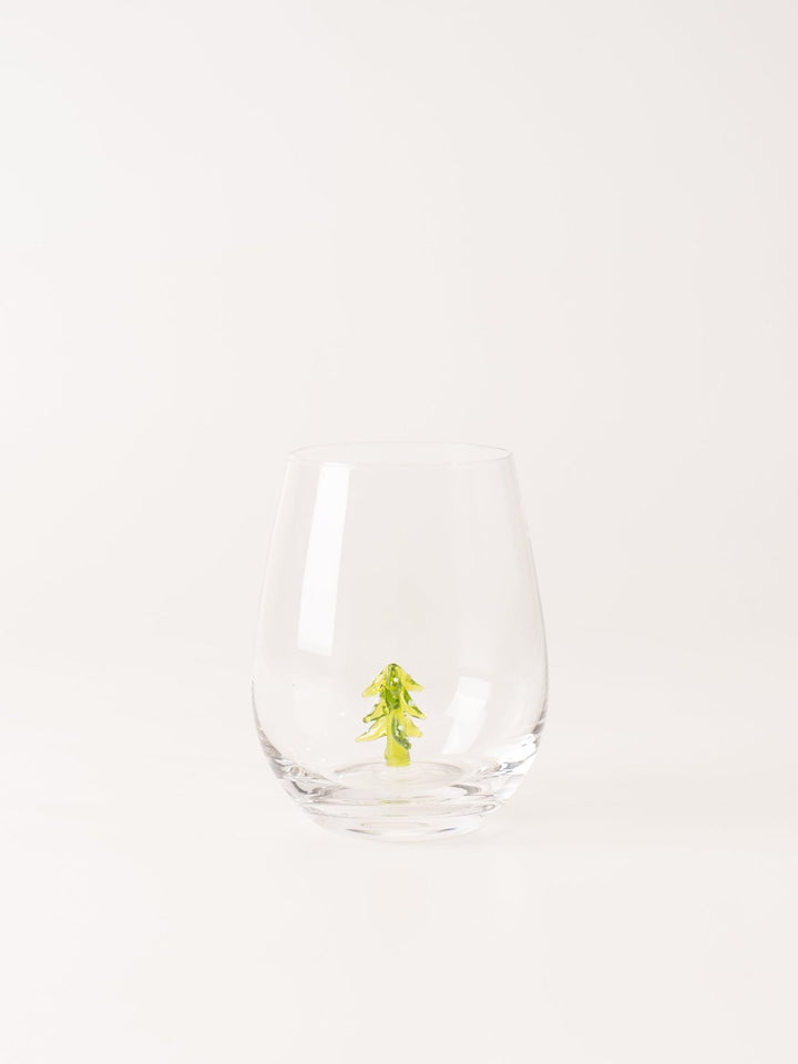 Pine Tree Stemless Wine Glass