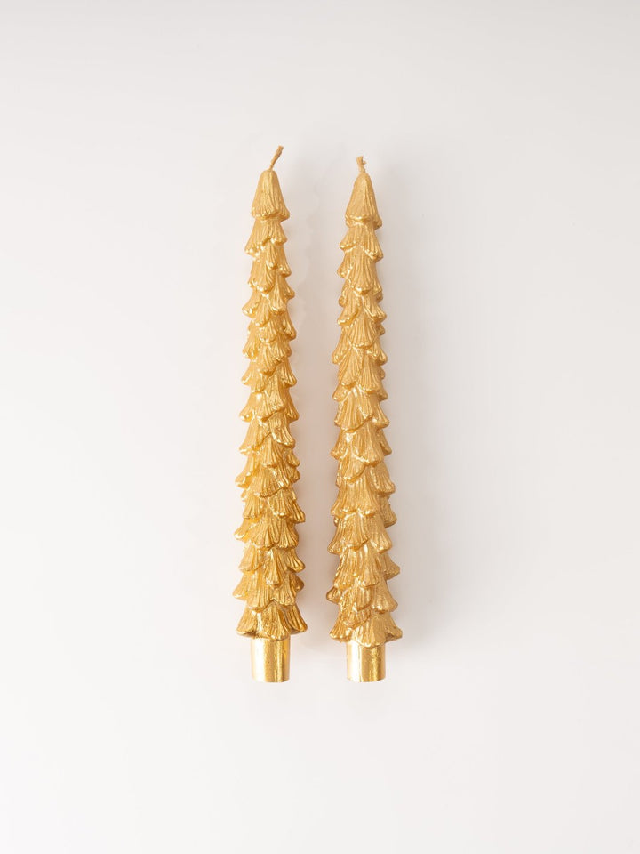 Gold Foil Tree Taper Candles - Tall