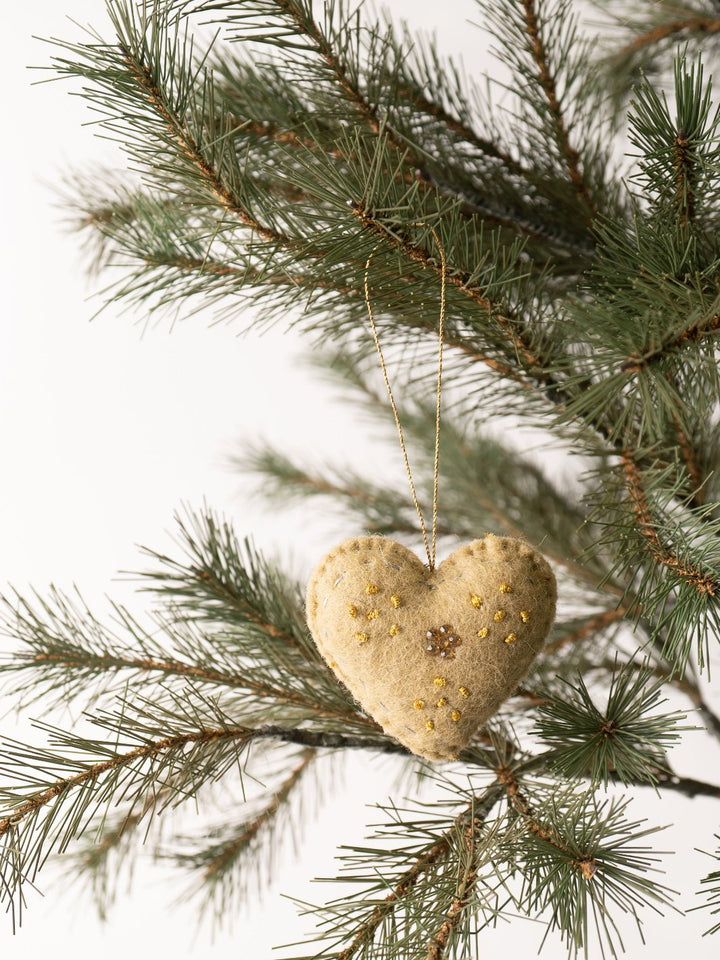 Yellow Heart Felt Ornament