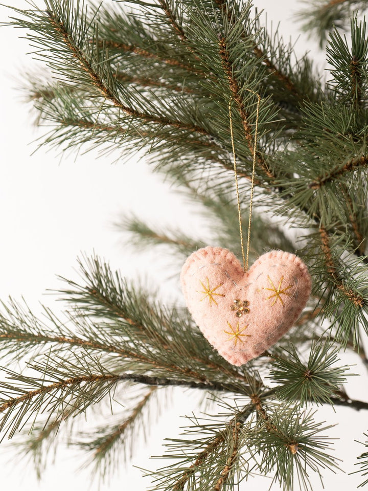 Pink Heart Felt Ornament