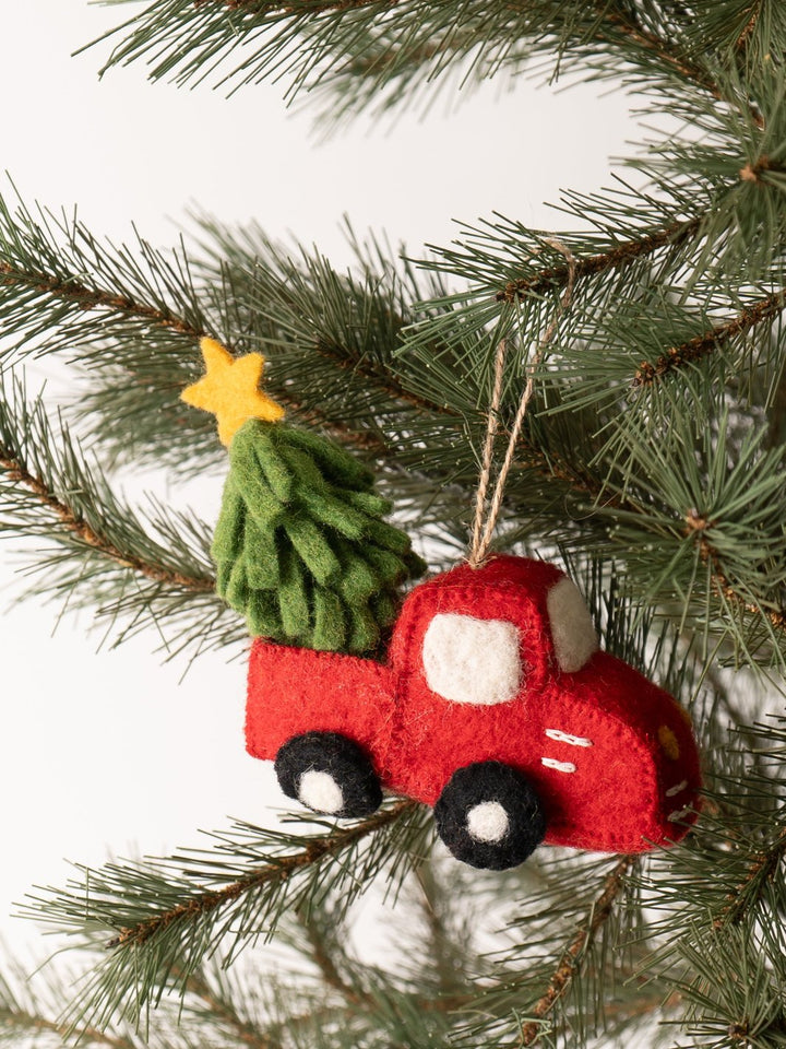 Pickup and Tree Felt Ornament