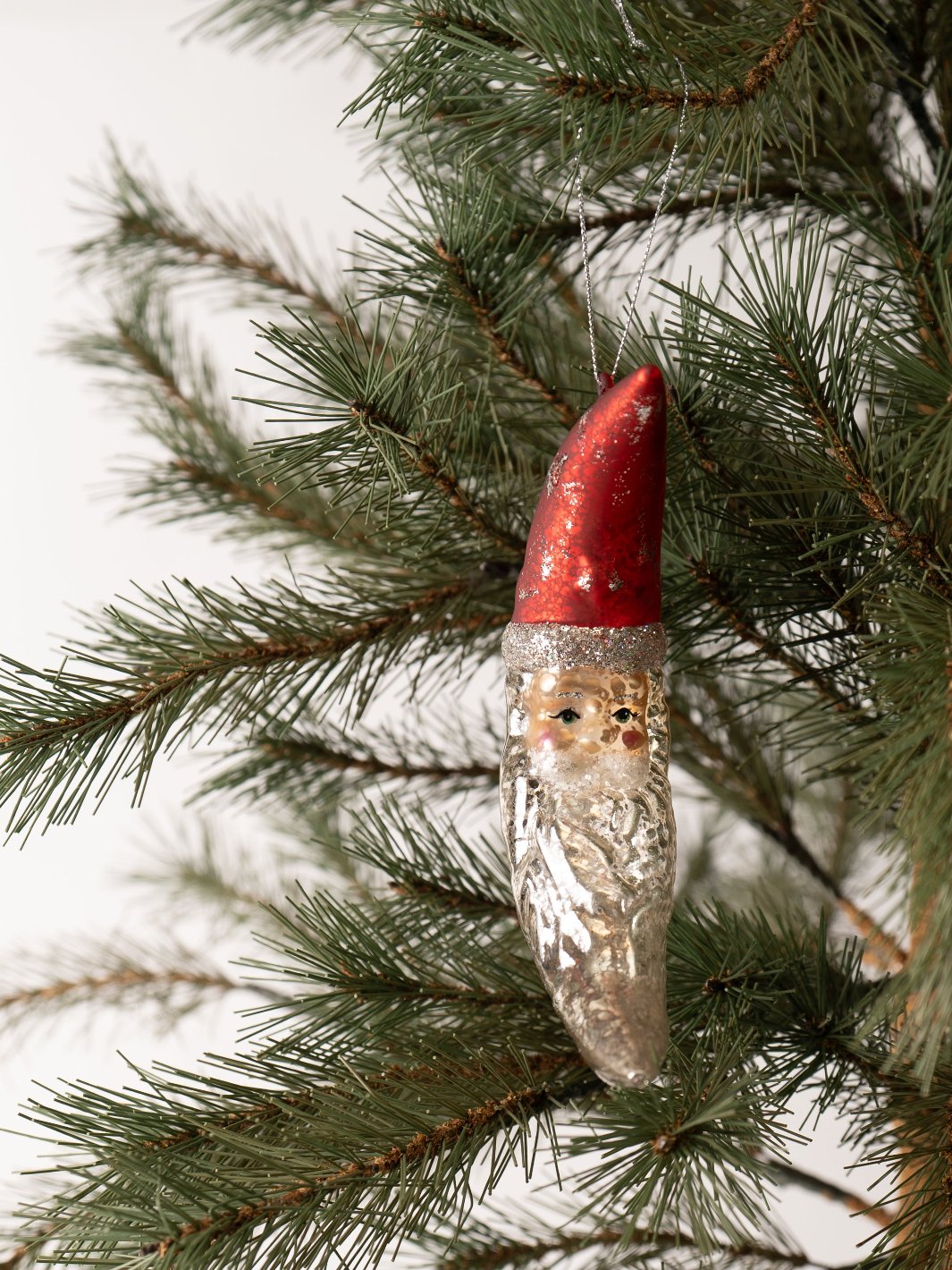 Hand Painted Glass Santa Moon Ornament