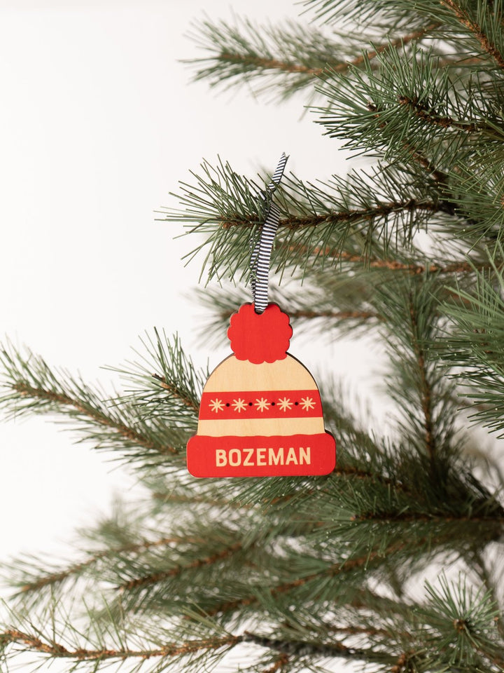 Red Bozeman Beanie Ornament