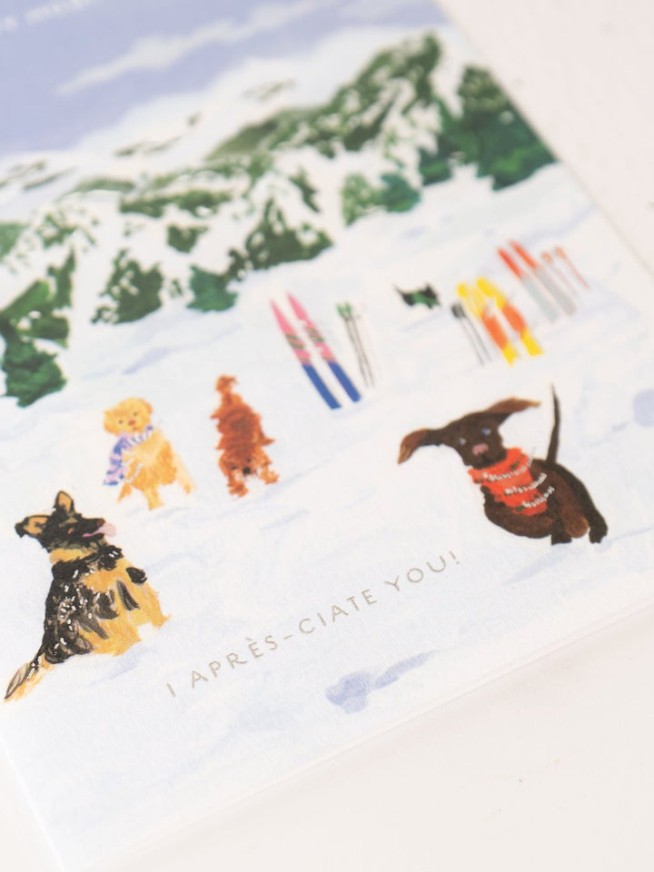 Skiing Pups Holiday Card with Plantable Envelope