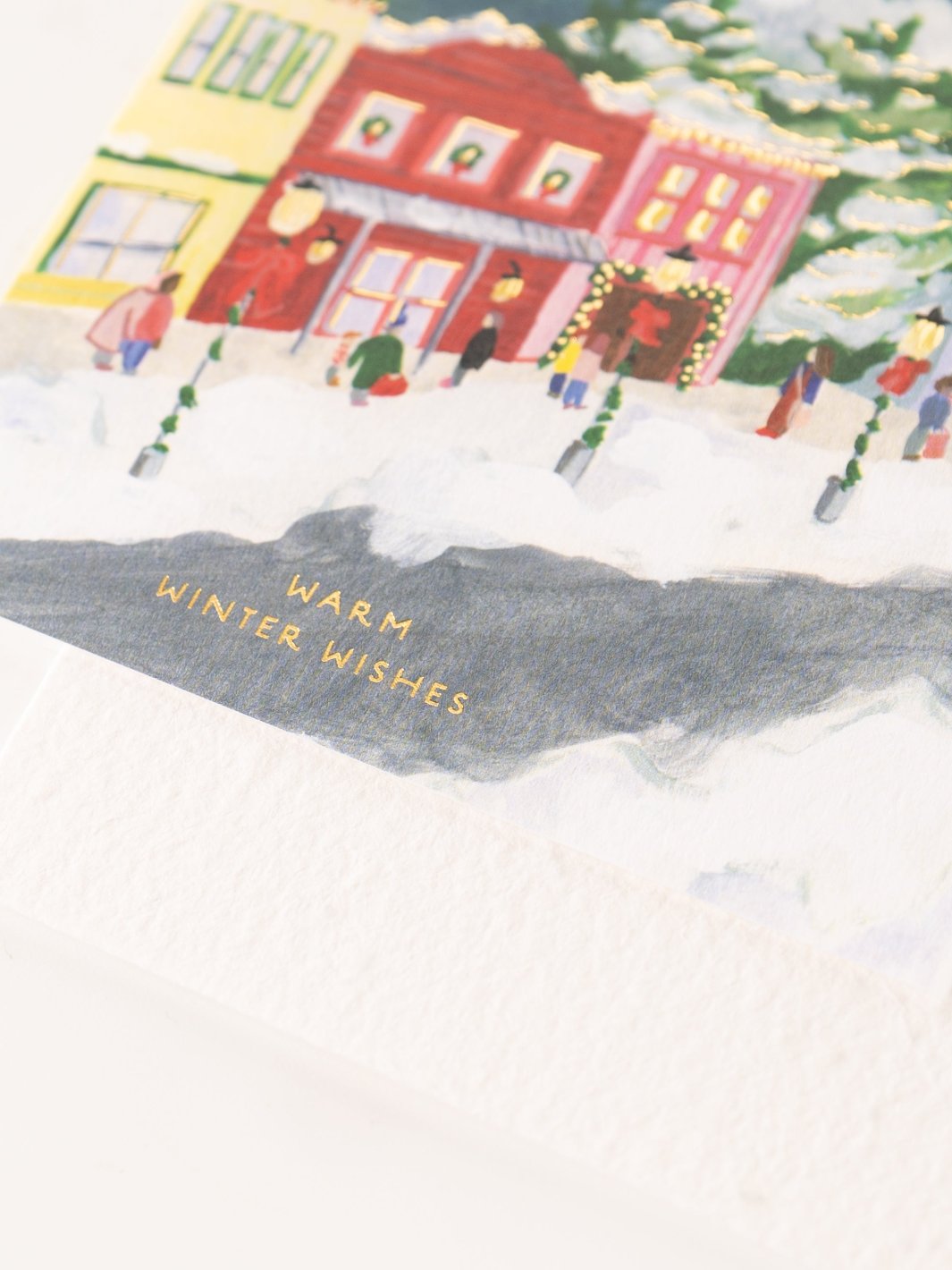 Winter Village Holiday Card with Plantable Envelope