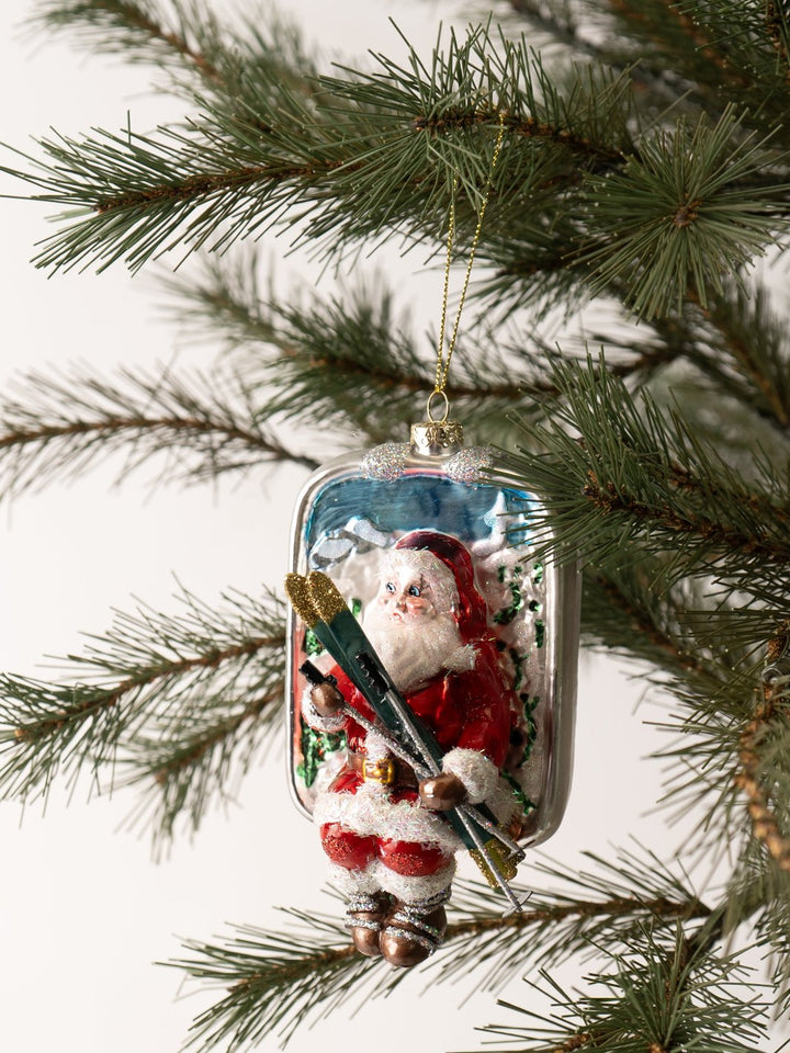 Chairlift Skiing Santa Ornament