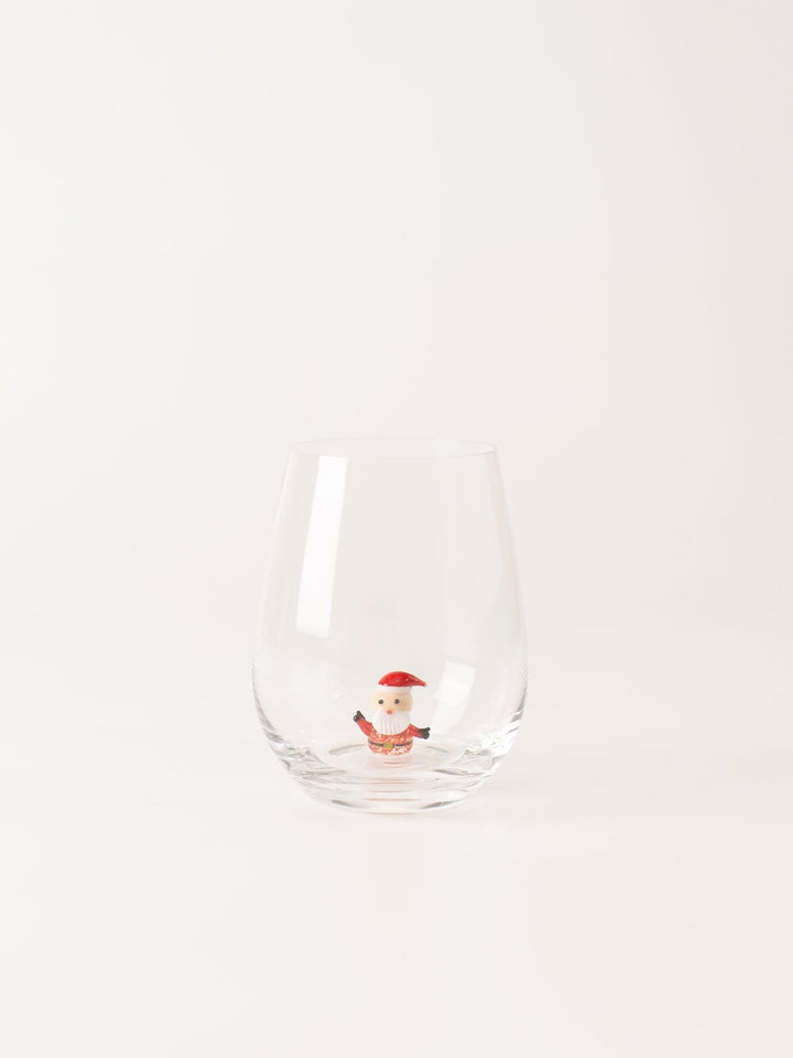 Santa Stemless Wine Glass