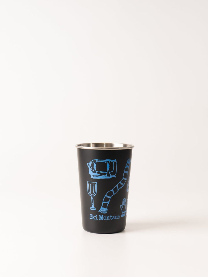 Ski Tools Blue Stainless Steel Pint