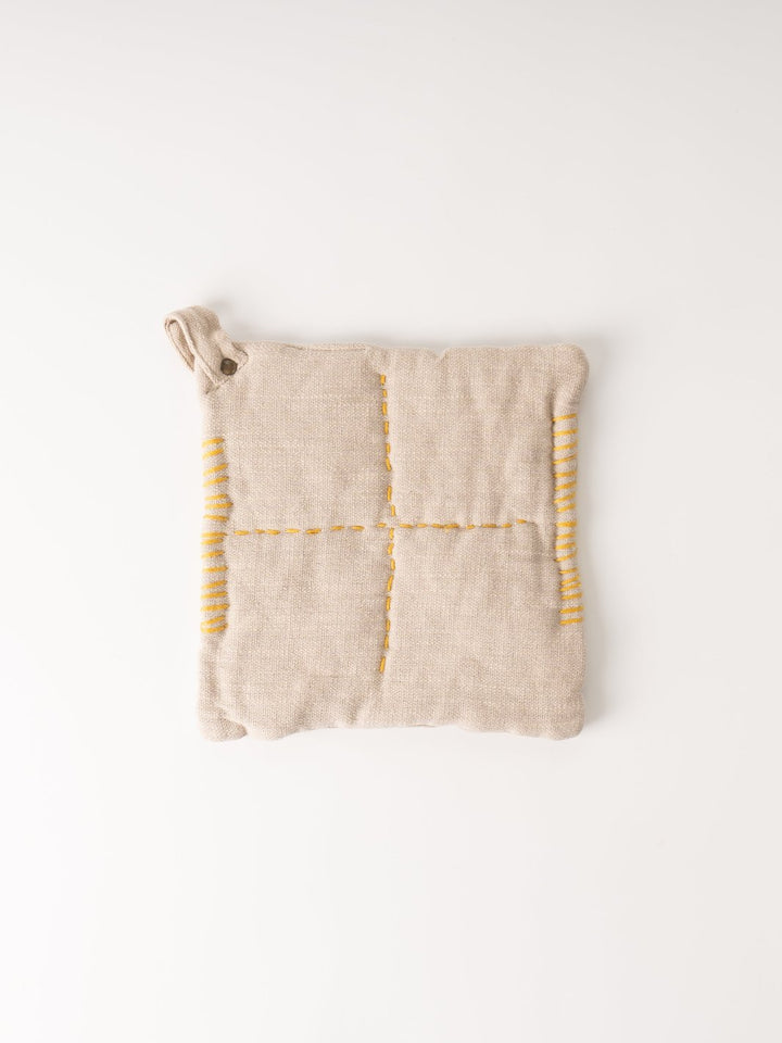 Yellow Stitch Embroidered Pot Holder