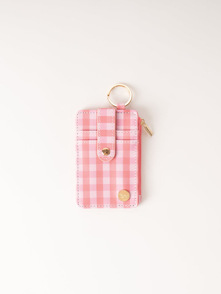 Red Gingham Keychain Card Wallet