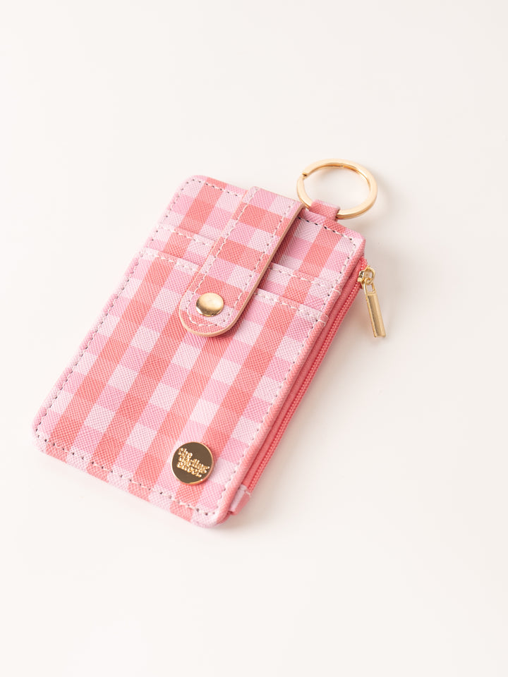 Red Gingham Keychain Card Wallet