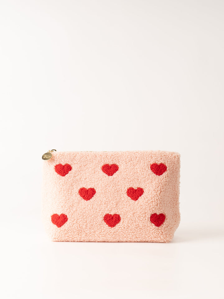 Pink Hearts Teddy Pouch