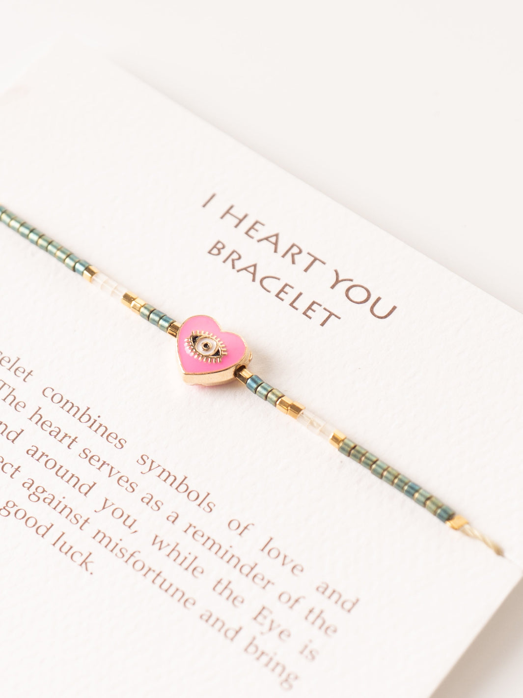 Emerald & Pink I Heart You Bracelet