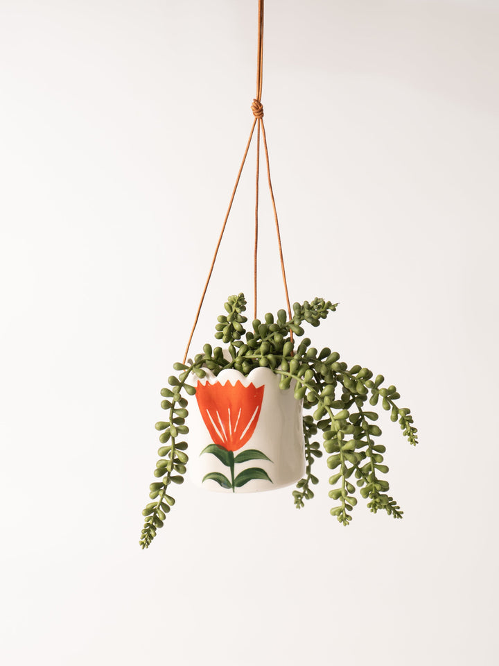 Red Flower Hanging Planter