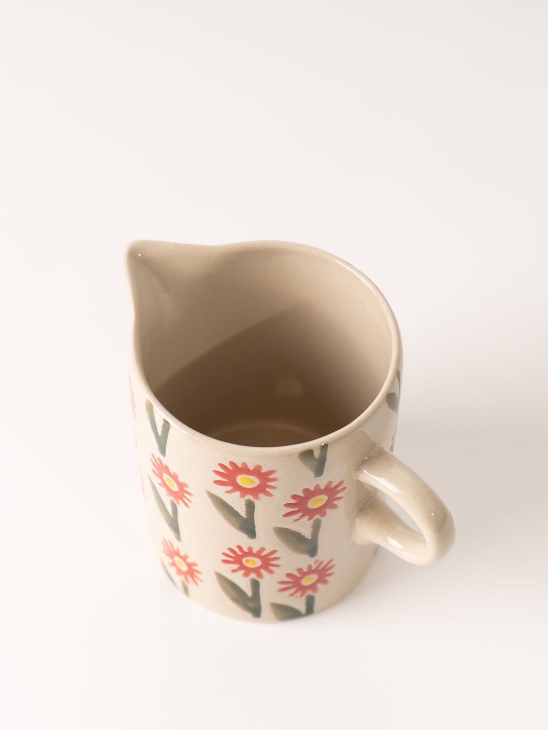 Stoneware Creamer with Red Flowers