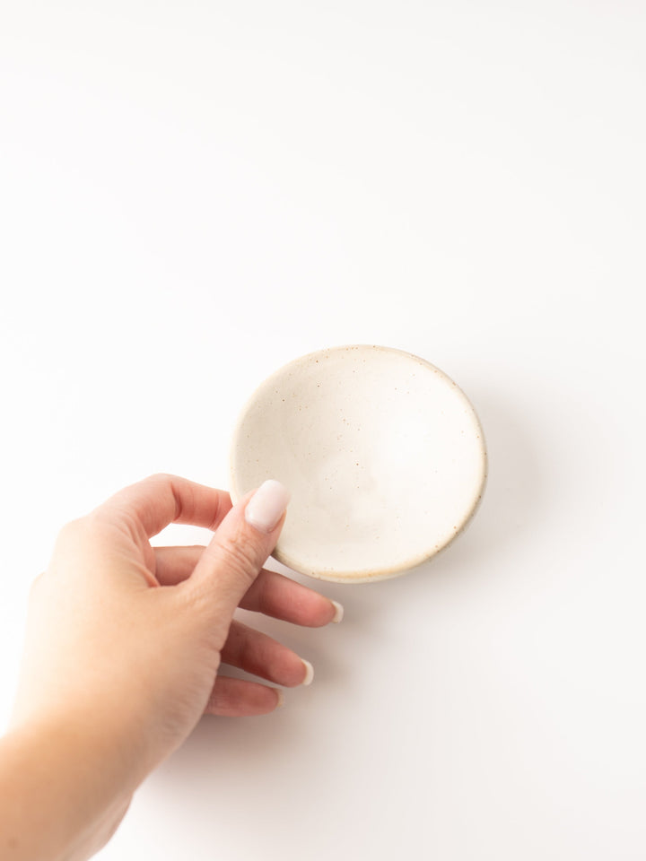 White Stoneware Pinch Bowl