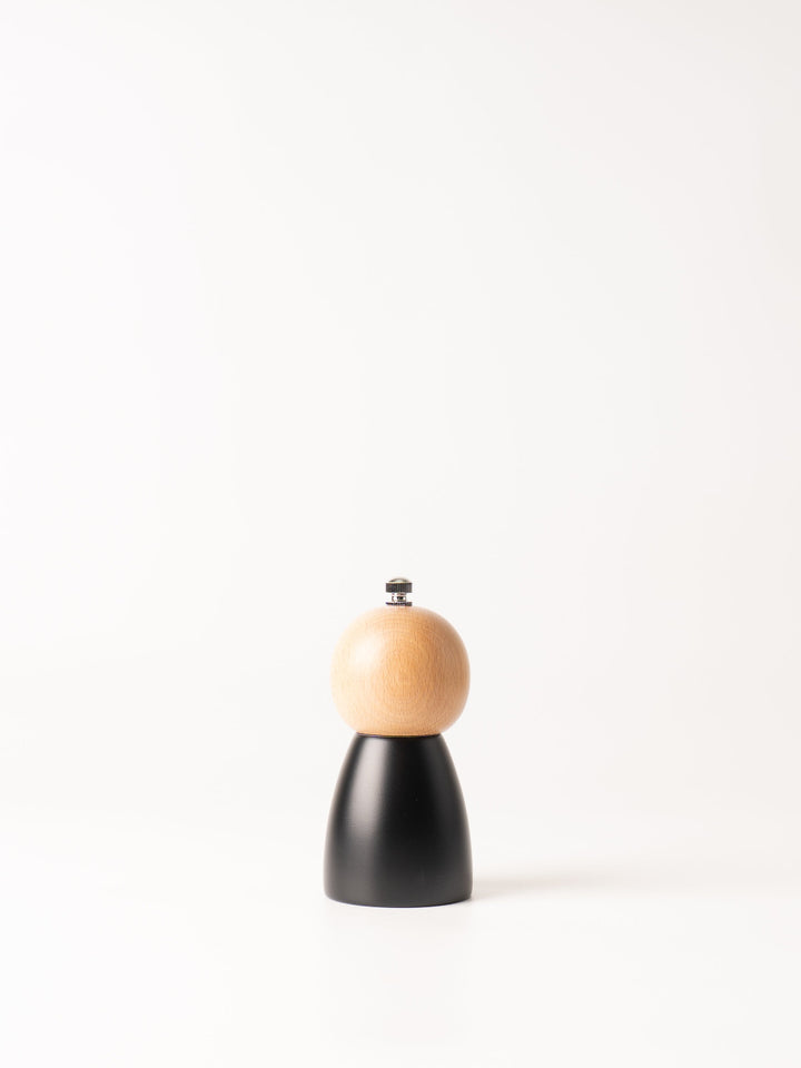 Black and Natural Wood Two-Tone Salt and Pepper Mill