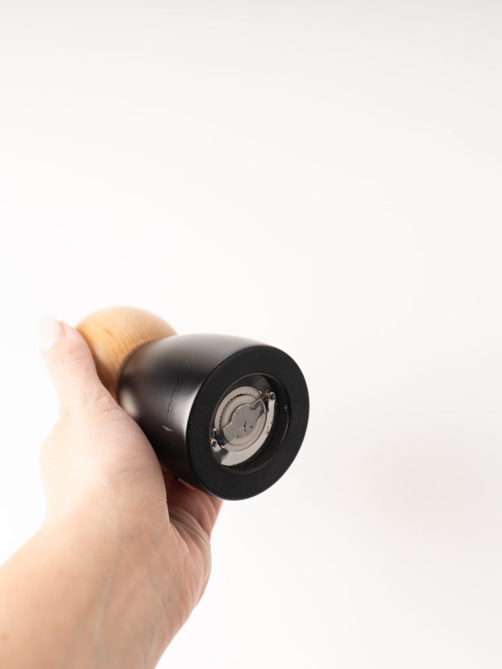 Black and Natural Wood Two-Tone Salt and Pepper Mill